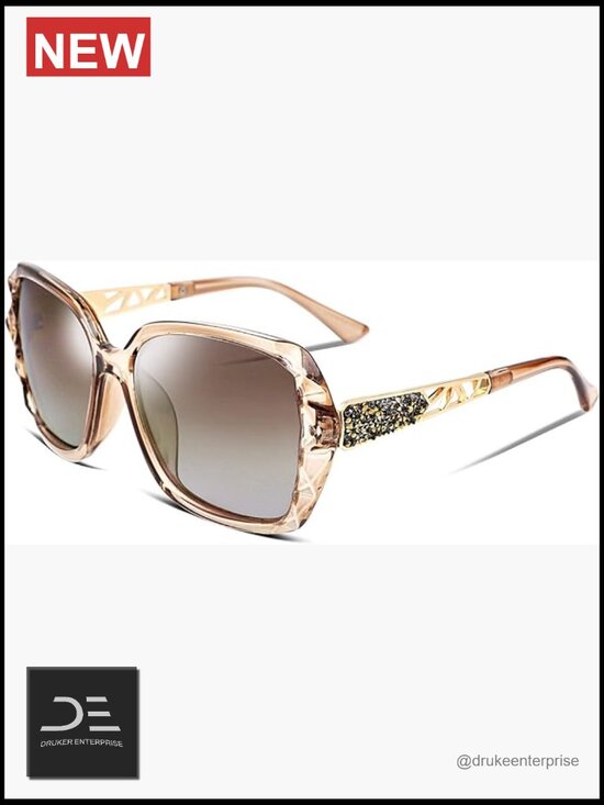 Polarized Square Sunglasses Sparkling Composite Frame UV400 Protection Oversized main image 4